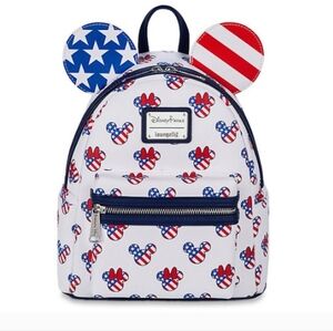 Disney Parks Mickey & Minnie Mouse Americana Loungefly Backpack NWT